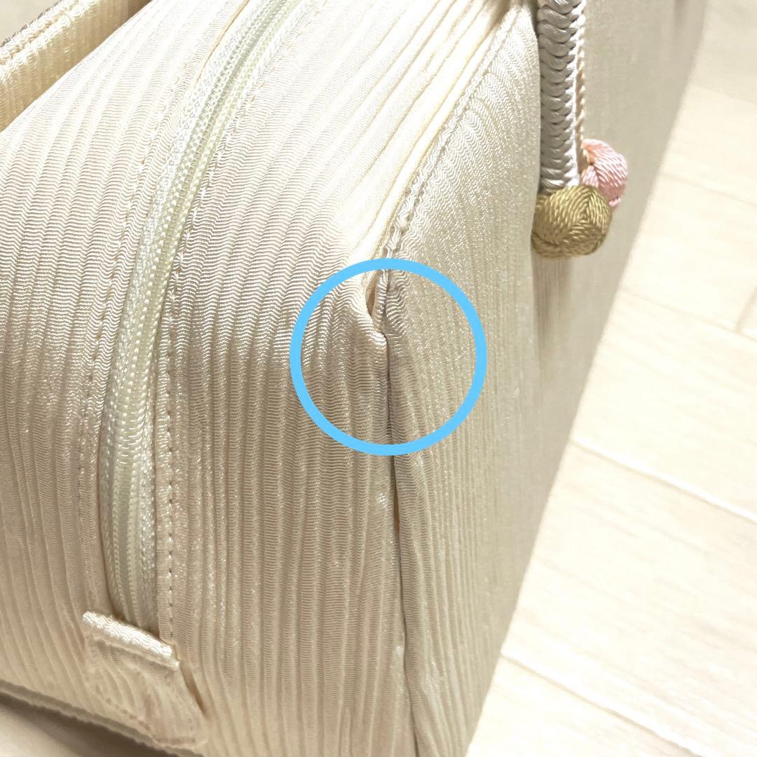 《美品》衿秀　利休バッグ　和装バッグ　小田巻　アイボリー　絹100%
