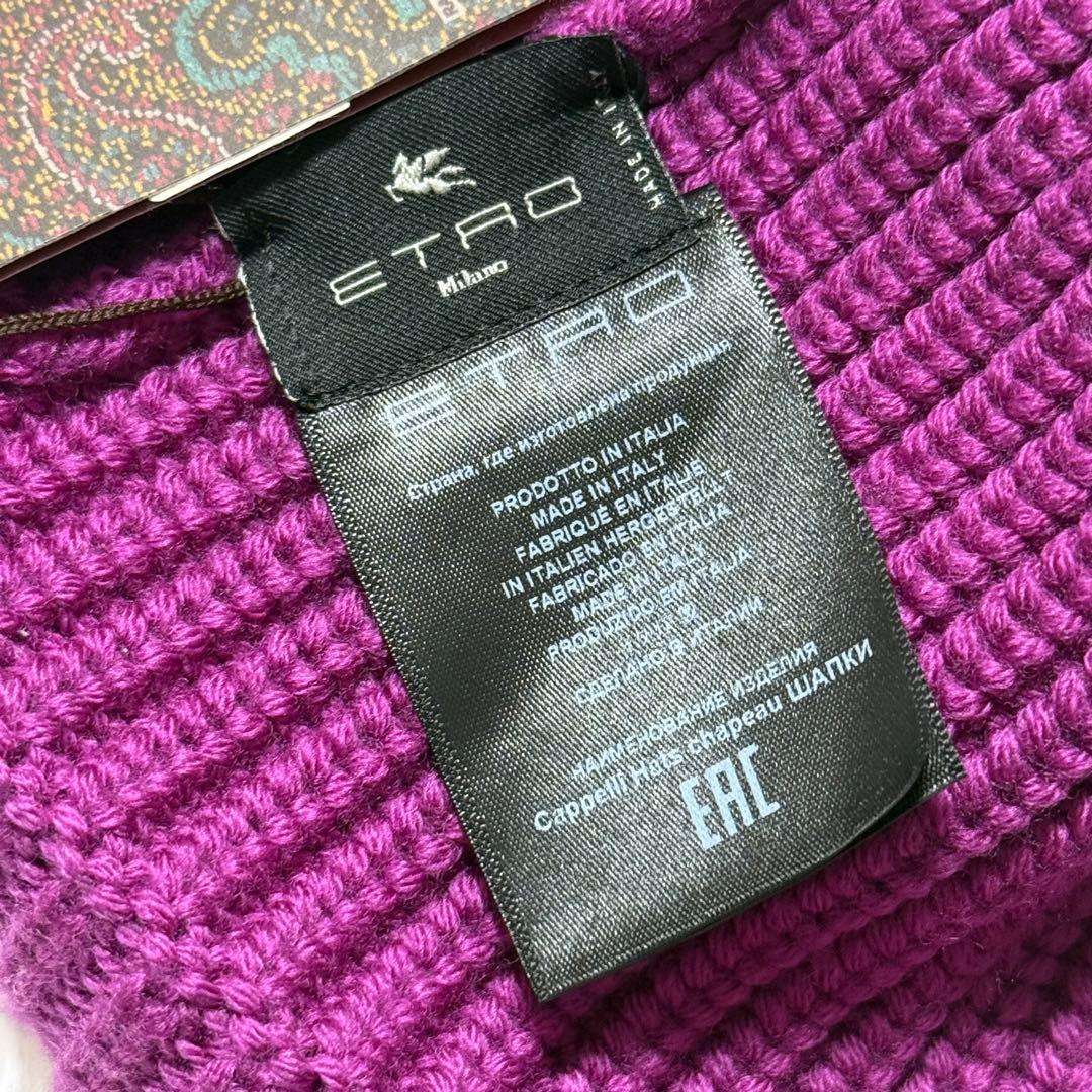 ETRO 新品タグ付き ペガサス刺繍 ニットキャップ パープル
