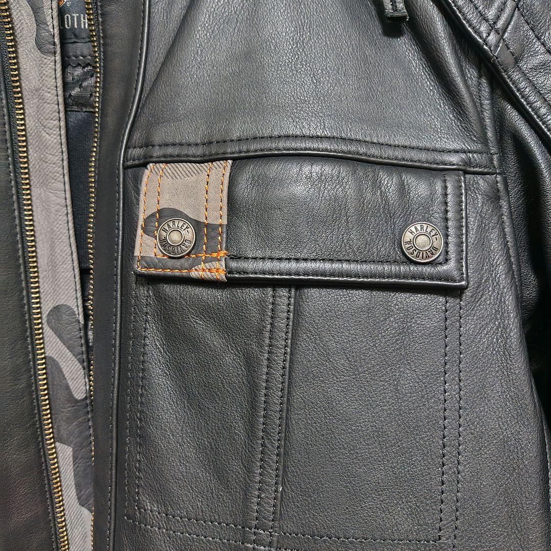 HARLEY-DAVIDSON ブラックシングルレザージャケット Lサイズ