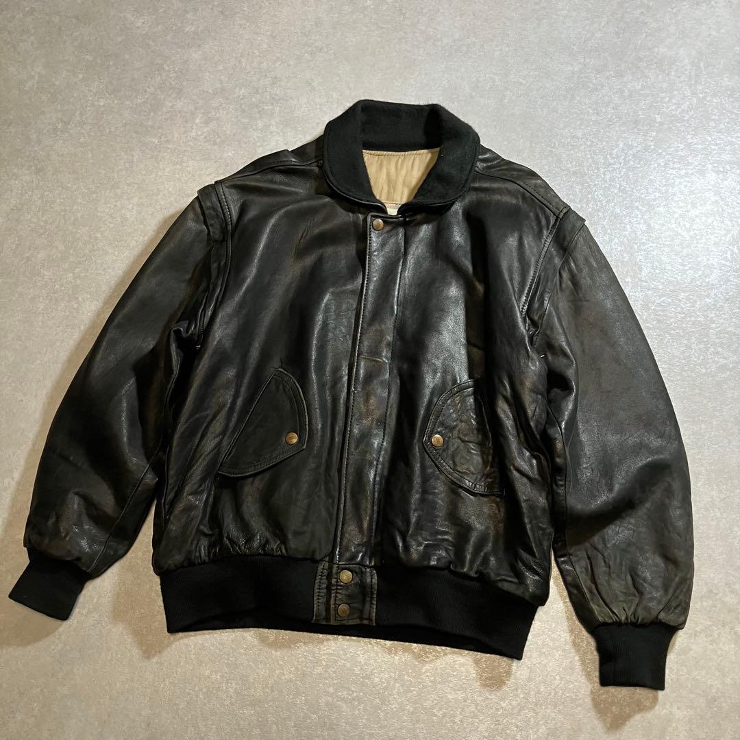 70s80s フランス製 ERIKSONS A2 レザージャケット 羊革 本革