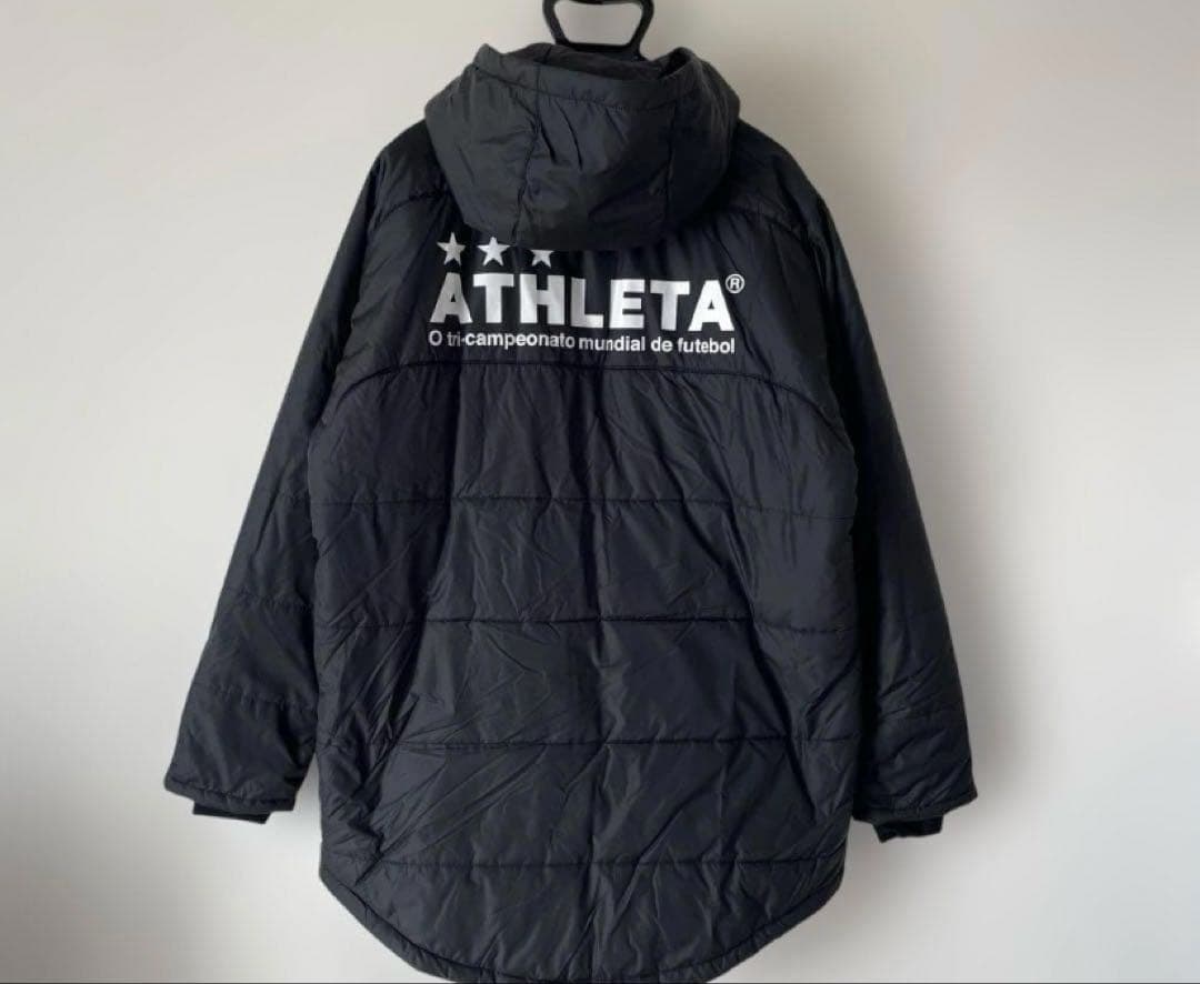 ATHLETA ブラックベンチコートフード付き