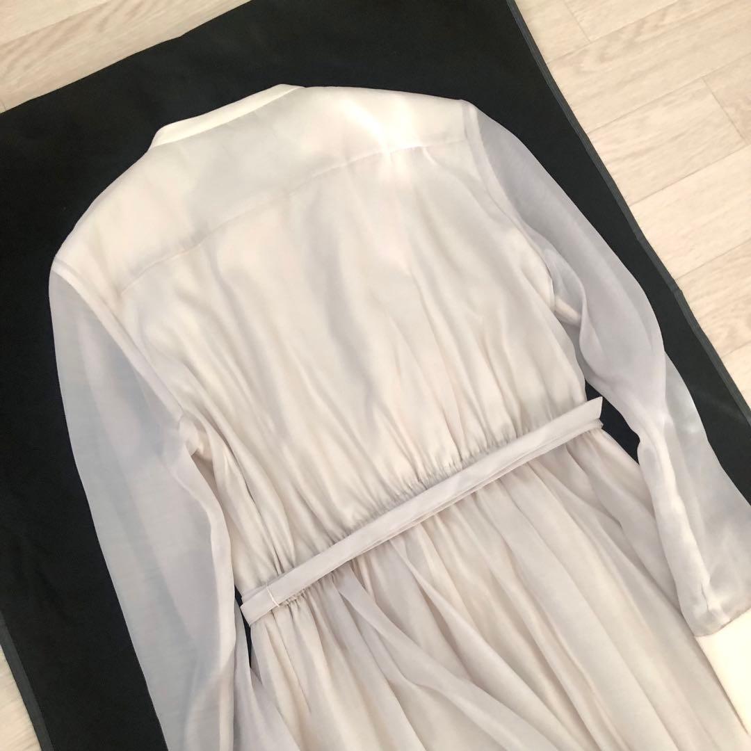 美品　anuans アニュアンスシアードッキングピンタックブザムワンピースS