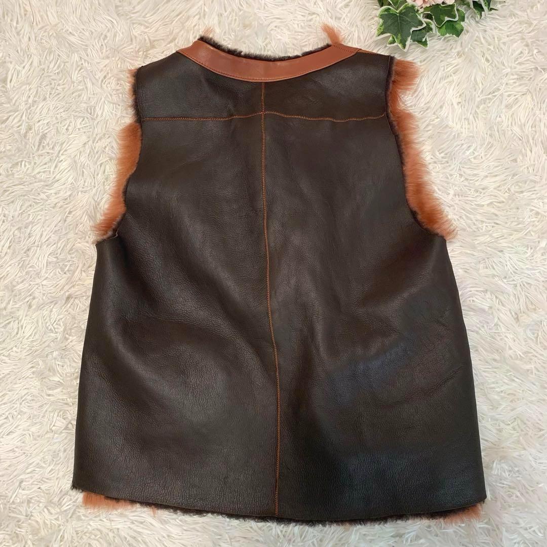 美品/定価20万◆カールドノヒュー リアルムートンベスト ジレ リバーシブル