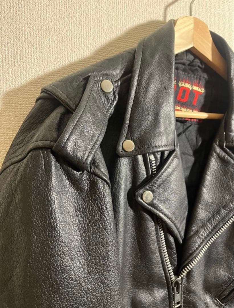 本革 Hot leathers ブラックレザー クラシック ダブルライダース M