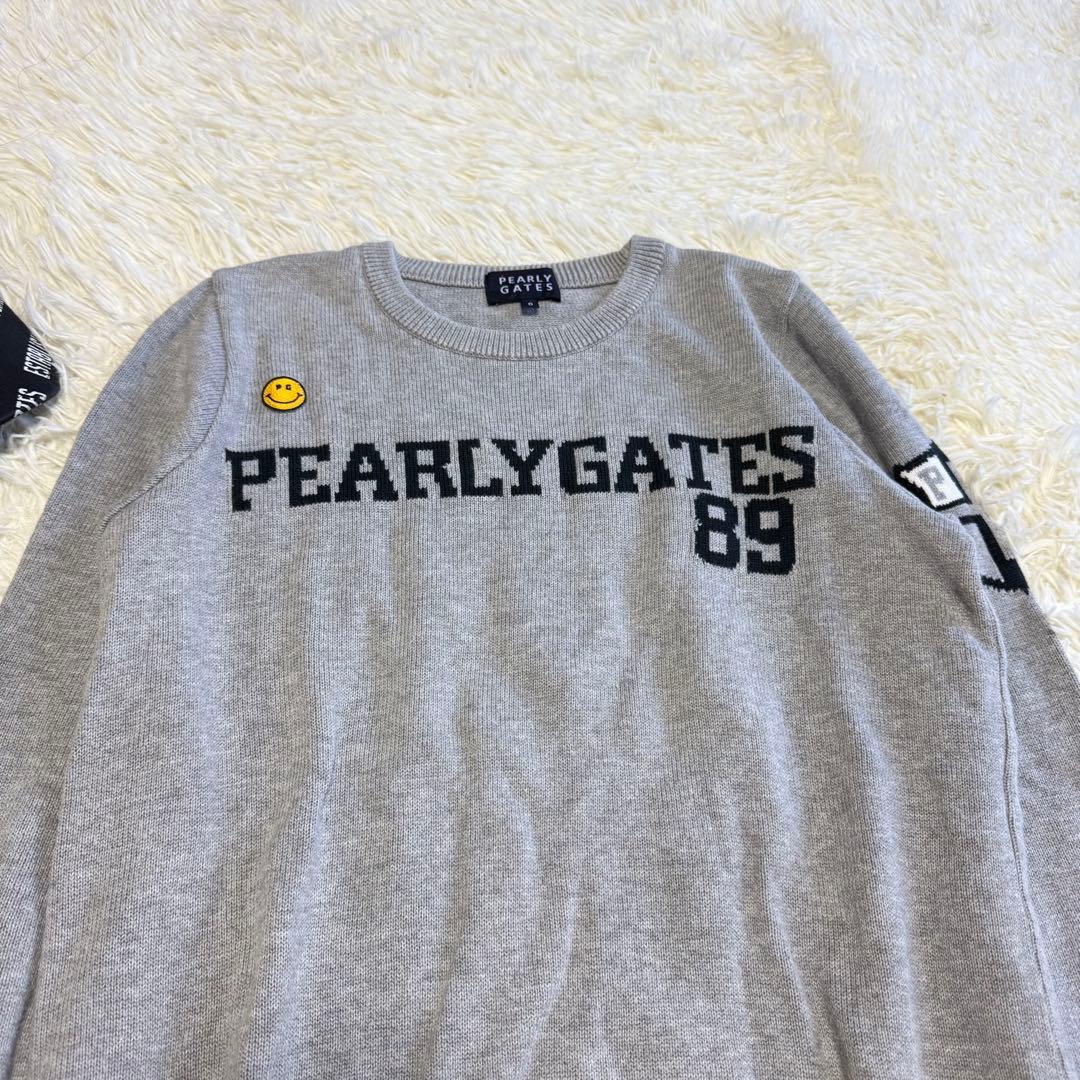 【パーリーゲイツ】美品 ニットセーター ニコちゃん グレー 0サイズ レディース