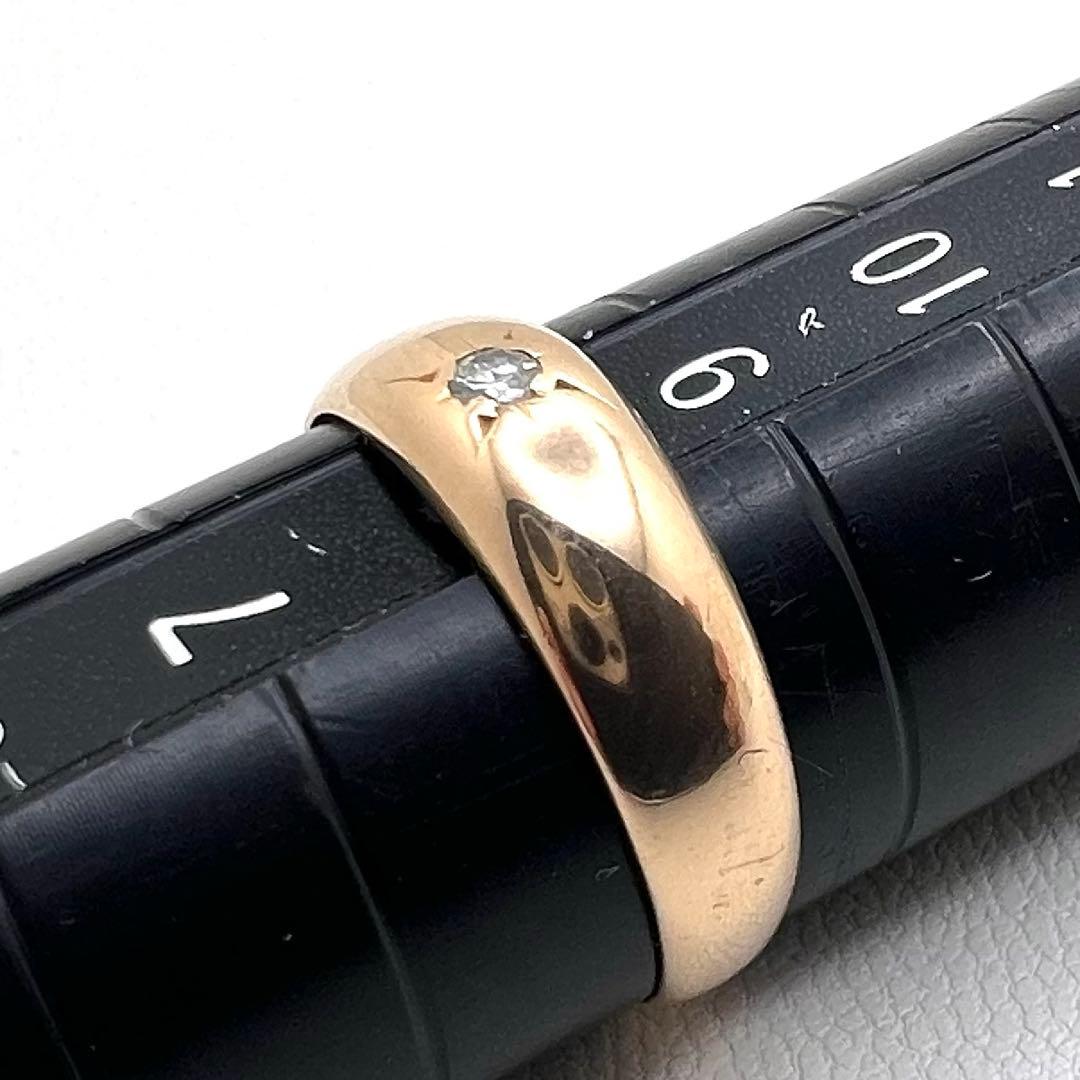 K18 リング　幅5㎜〜2.2㎜ ダイヤ　8号　2.03 g