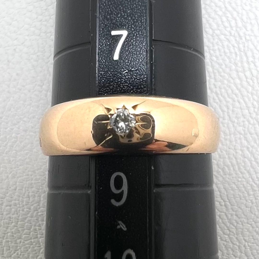 K18 リング　幅5㎜〜2.2㎜ ダイヤ　8号　2.03 g