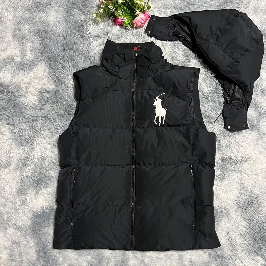 美品　POLO RALPH LAUREN ダウンベスト　現行　QRコード　黒　M