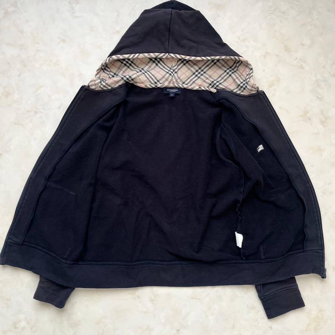 Burberry London ジップアップ パーカー ノバチェック　ブラック