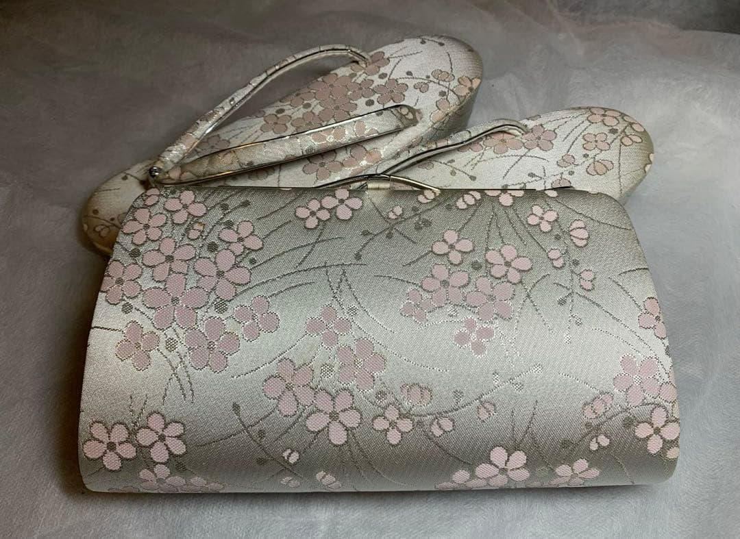 和装用バッグと草履のセット(桜柄) サイズL