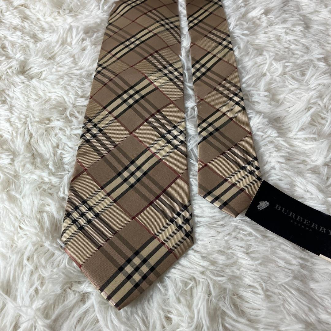 ほぼ未使用 BURBERRY バーバリー ノバチェック シルクネクタイ ベージュ
