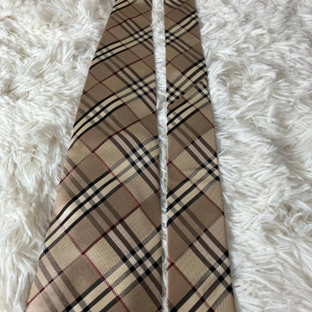 ほぼ未使用 BURBERRY バーバリー ノバチェック シルクネクタイ ベージュ
