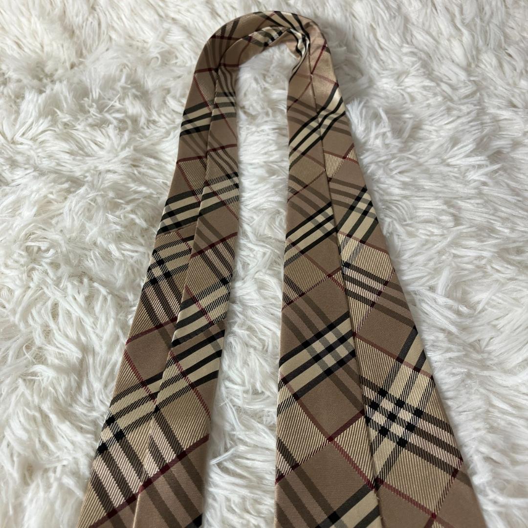 ほぼ未使用 BURBERRY バーバリー ノバチェック シルクネクタイ ベージュ