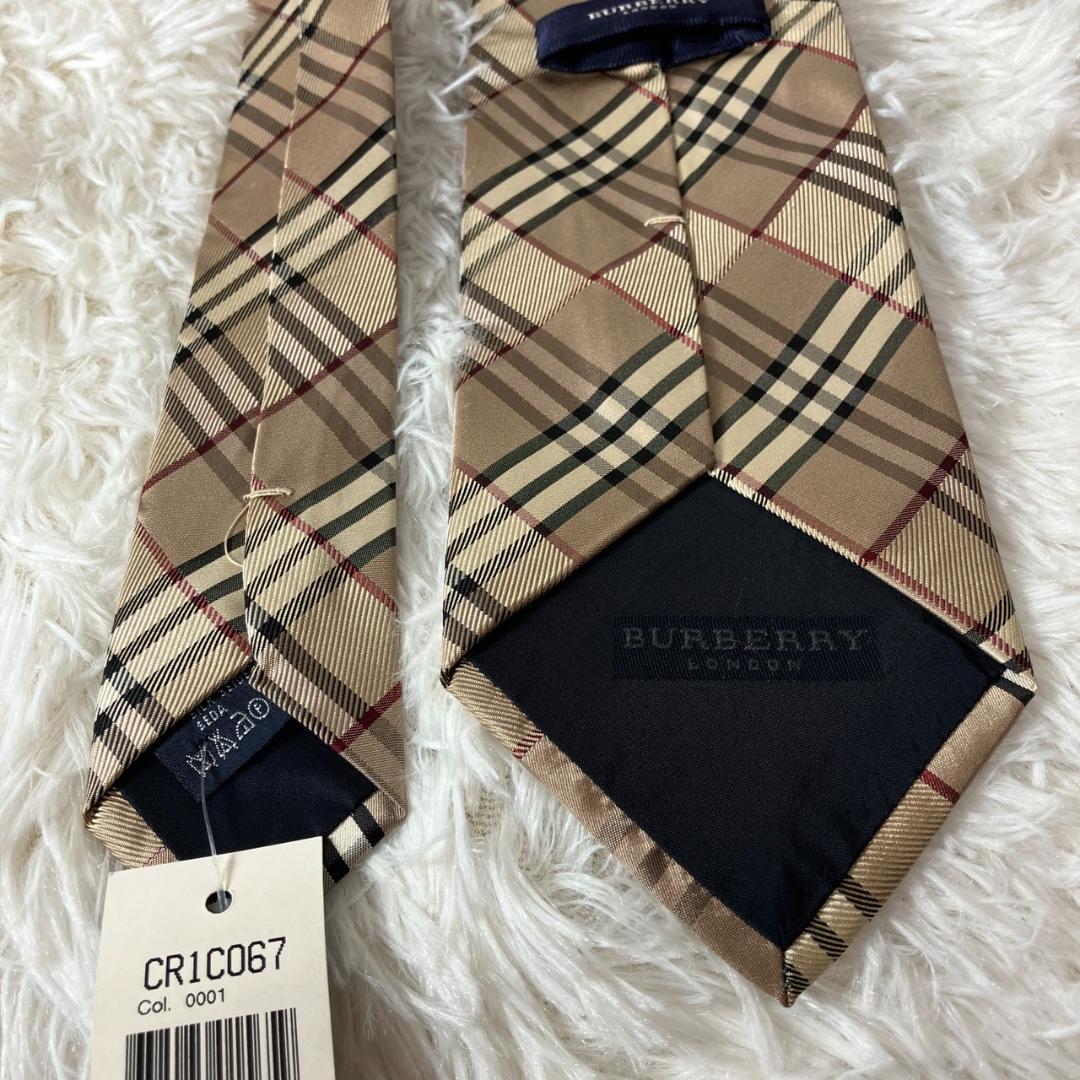ほぼ未使用 BURBERRY バーバリー ノバチェック シルクネクタイ ベージュ