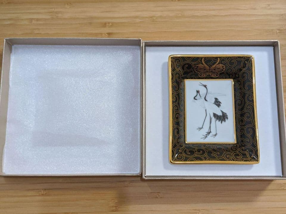 Haviland アビランド ミニトレイ フランス製 金彩 絵皿 夫婦鶴