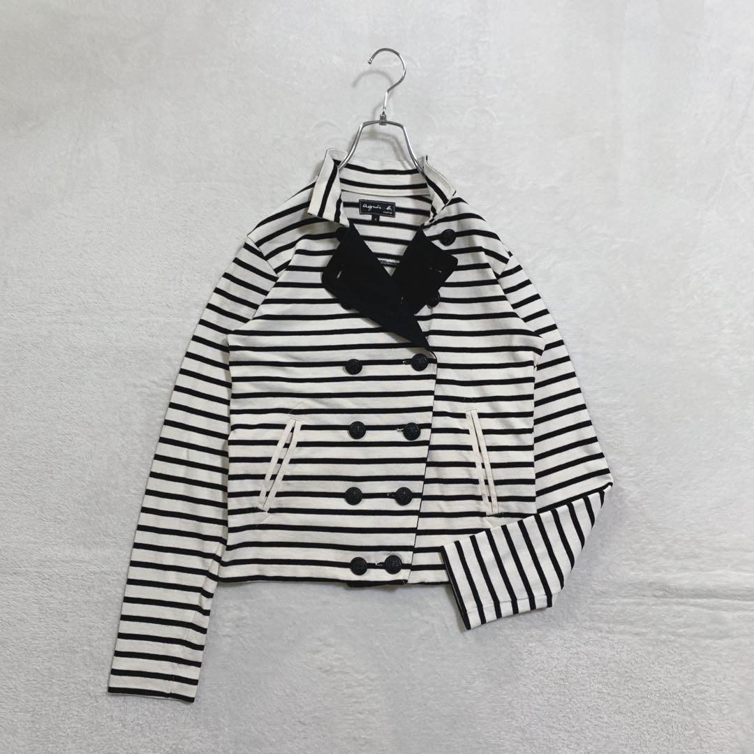 希少 agnès b. アニエスベー ボーダー ダブル ジャケット ルーマニア製
