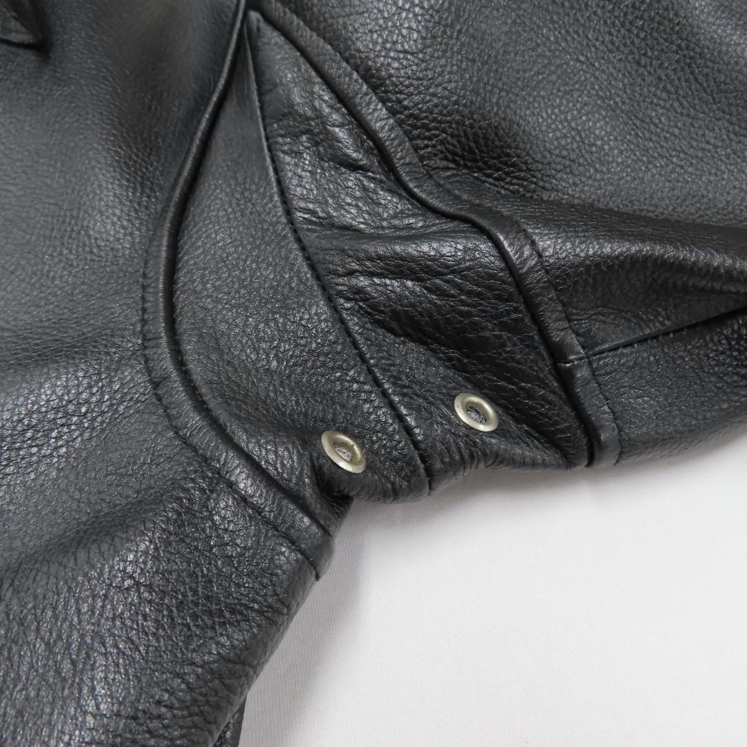 美品 HORN WORKS 牛革 本革 レザー ボア ジップ ジャケット LL