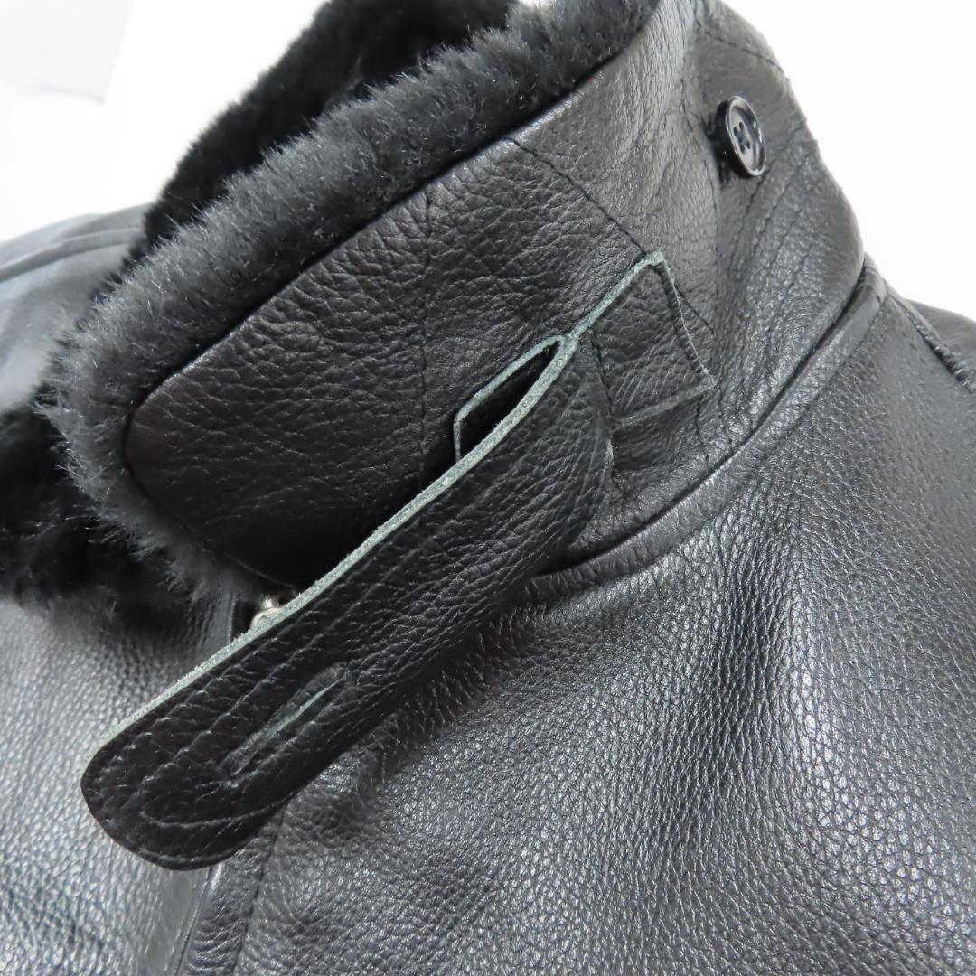 美品 HORN WORKS 牛革 本革 レザー ボア ジップ ジャケット LL