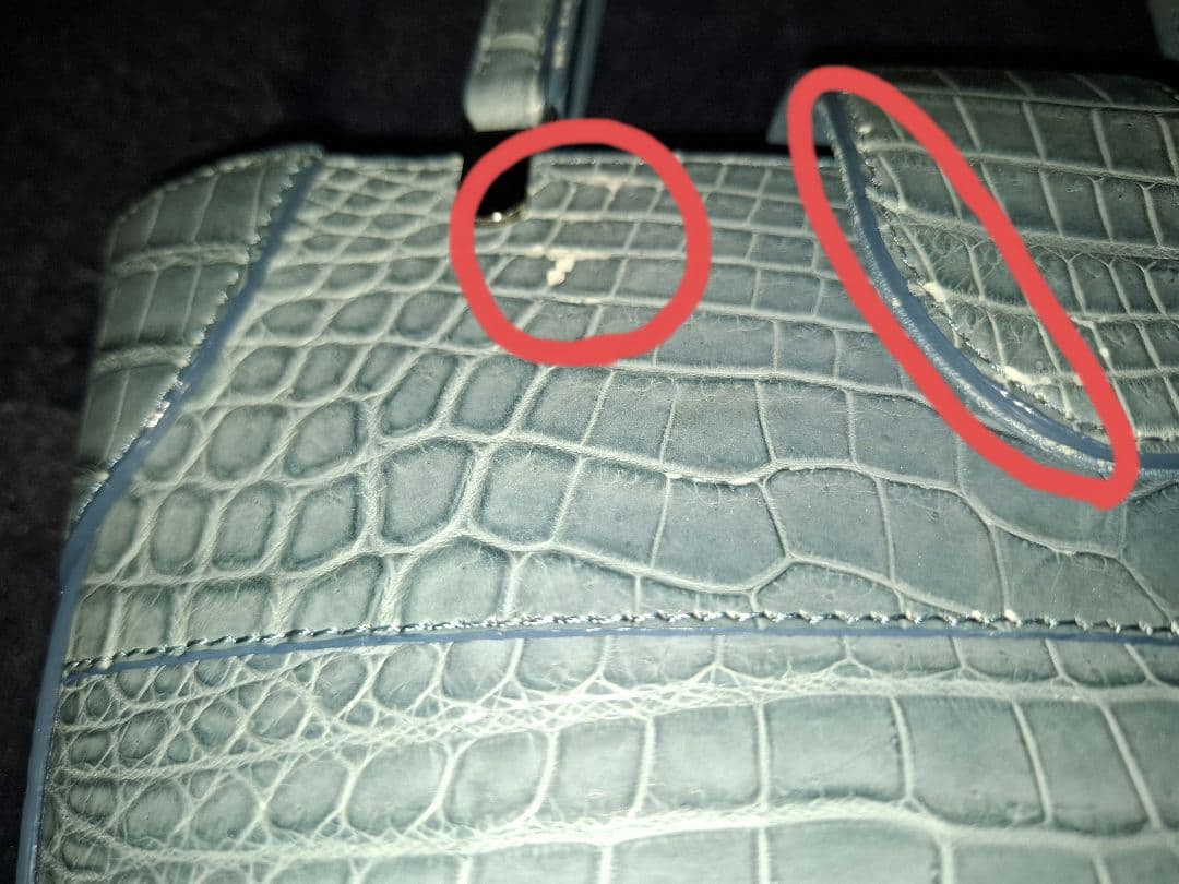 クロコダイルミニバッグ　マットブルー系