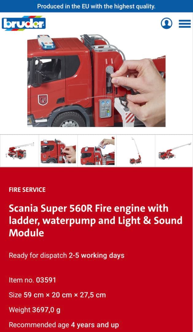 bruder SCANIA 消防はしご車