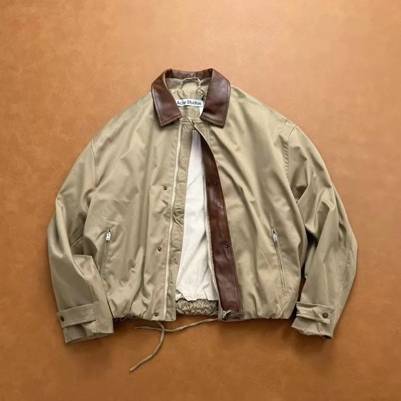 Acne Studios ベージュ ジャンパー・ブルゾン レザー襟付き