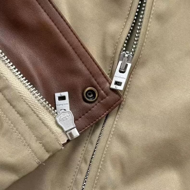Acne Studios ベージュ ジャンパー・ブルゾン レザー襟付き