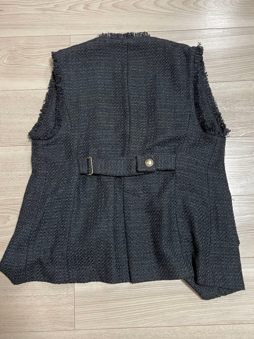 STRATA エストラータ ゴールドボタンノーカラーツイードジレ 美品