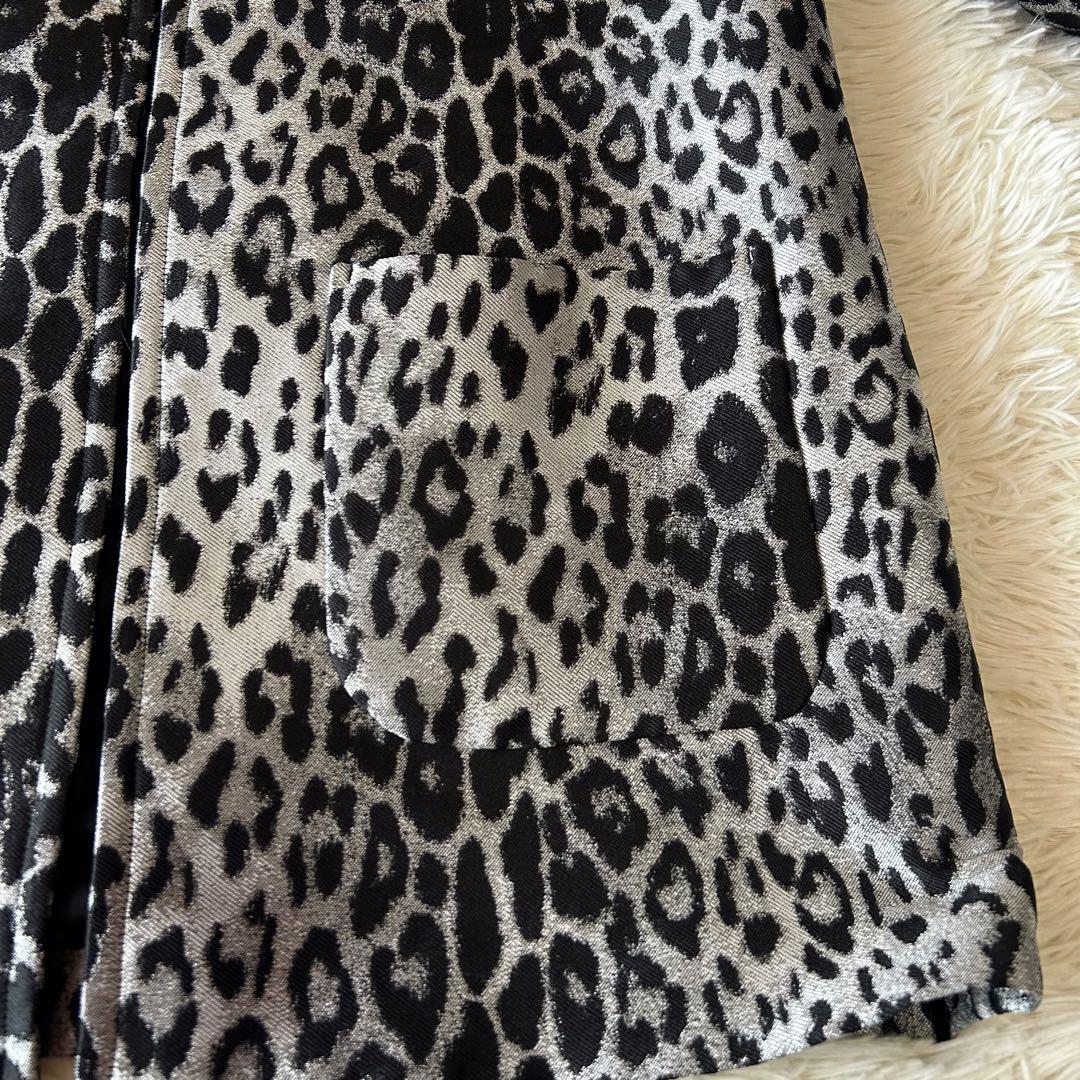 ✨未使用✨セオリーリュクス レオパード柄 ノーカラージャケット シルバー 38