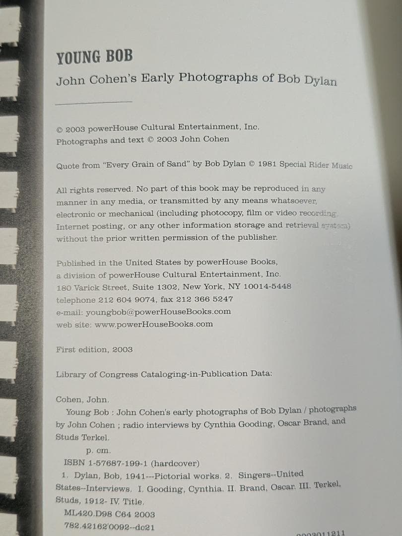 希少・貴重　「洋書」写真集　Young Bob　ボブ・ディラン　ジョン・コーエン