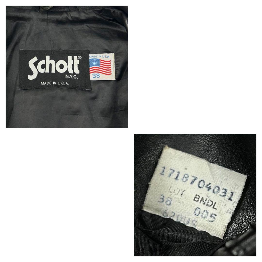 美品/希少 USA製 Schott 620US 3rdタイプ レザージャケット