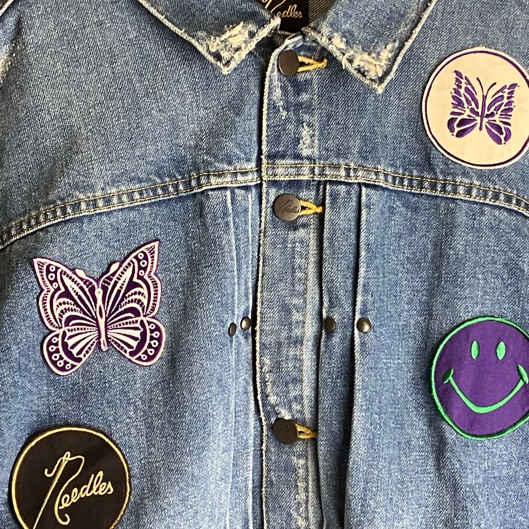 専用【美品】Needles ニードルズ　デニムジャケット ダメージ加工　蝶刺繍