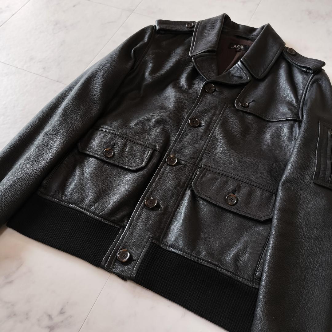 希少 A.P.C. ディアスキンレザージャケット XS 鹿革 ブラック A-2