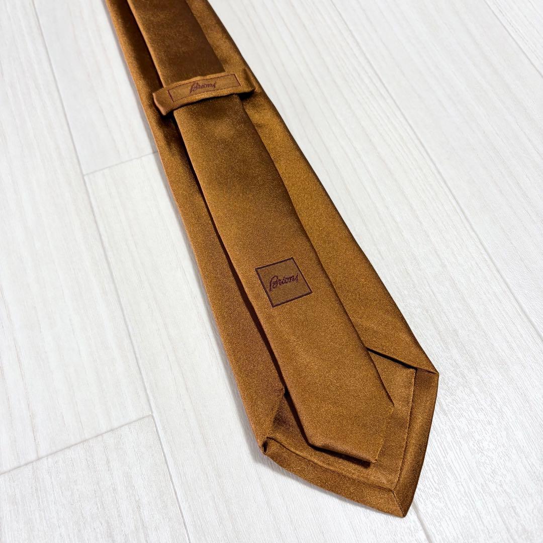 極美品【Brioni】ブリオーニ 高級生地タイ ソリッドブラウン ハンドメイド