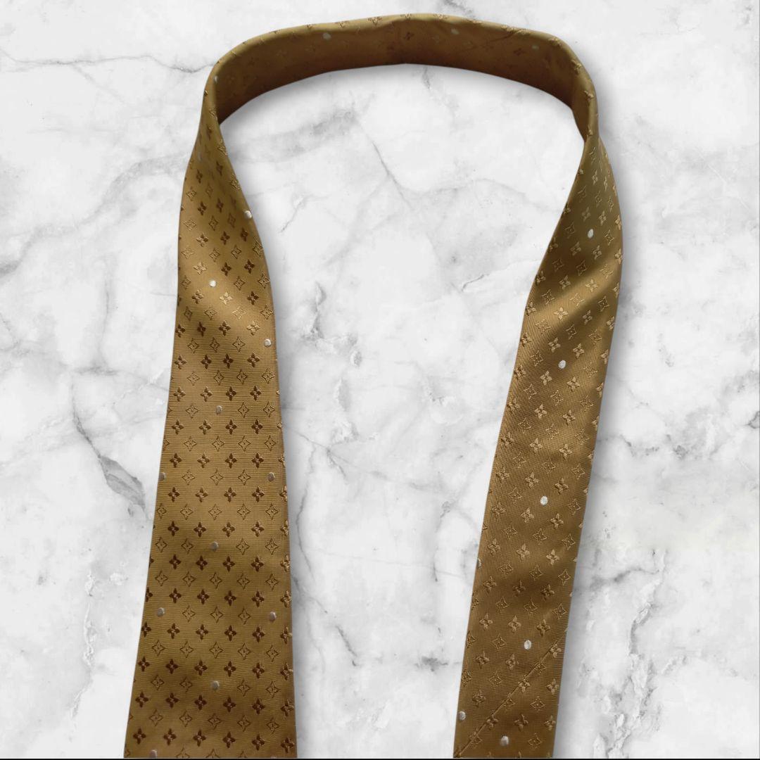 Louis Vuitton ベージュゴールド ドット柄 ネクタイ