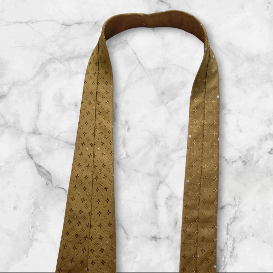 Louis Vuitton ベージュゴールド ドット柄 ネクタイ