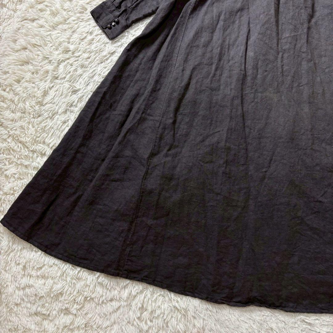 nest Robe ロングワンピース リネン100% チャコールグレー