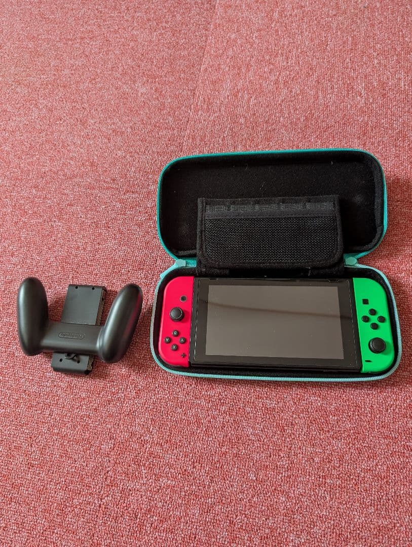 Nintendo Switch 本体セット ネオンピンクグリーン グリップ付き