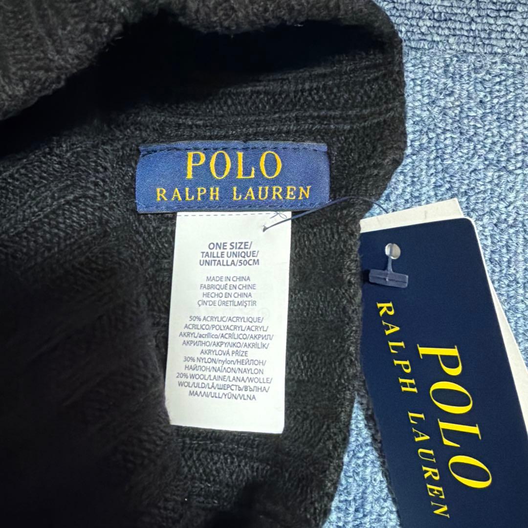 Polo Ralph Lauren ブラックニット帽ケーブル編み