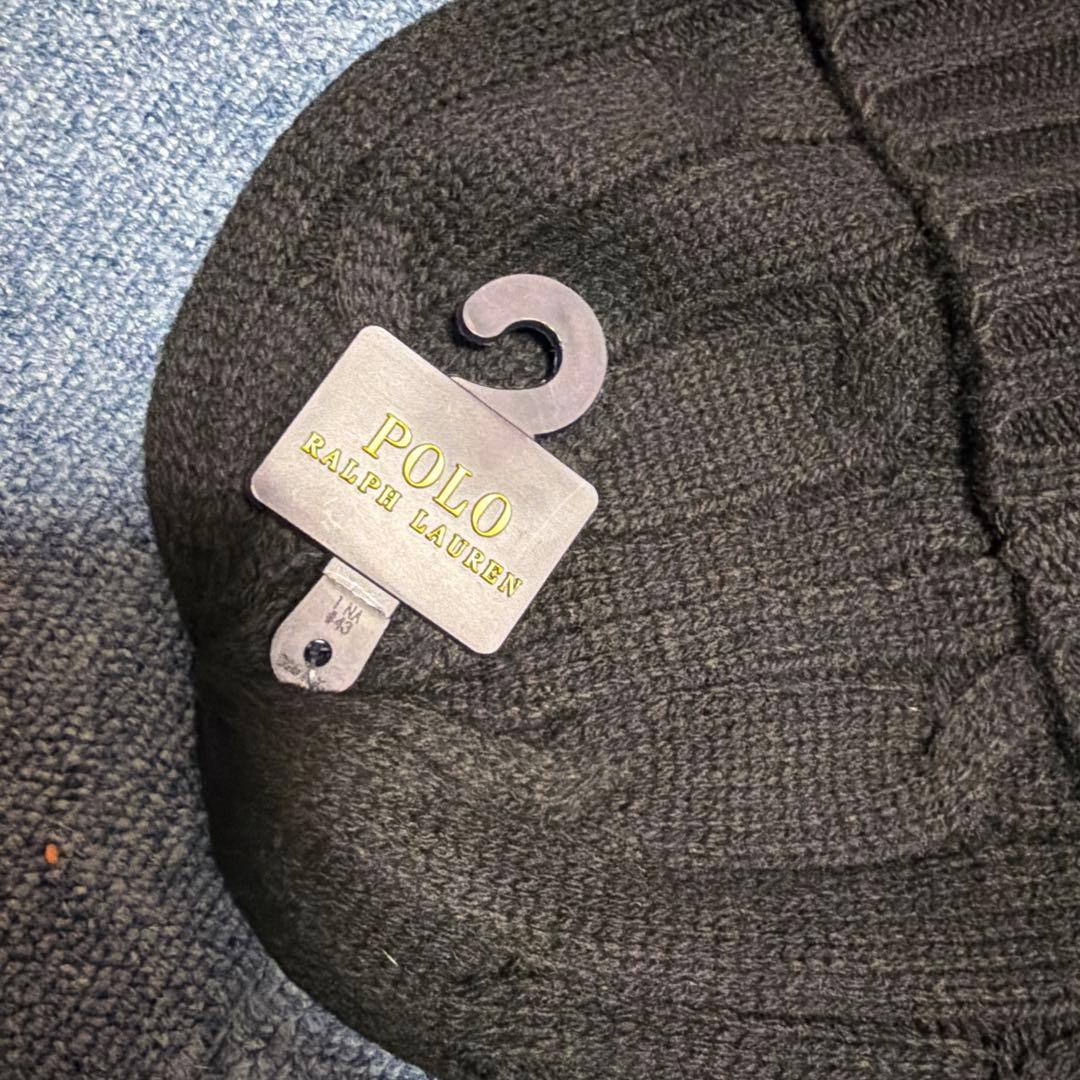 Polo Ralph Lauren ブラックニット帽ケーブル編み