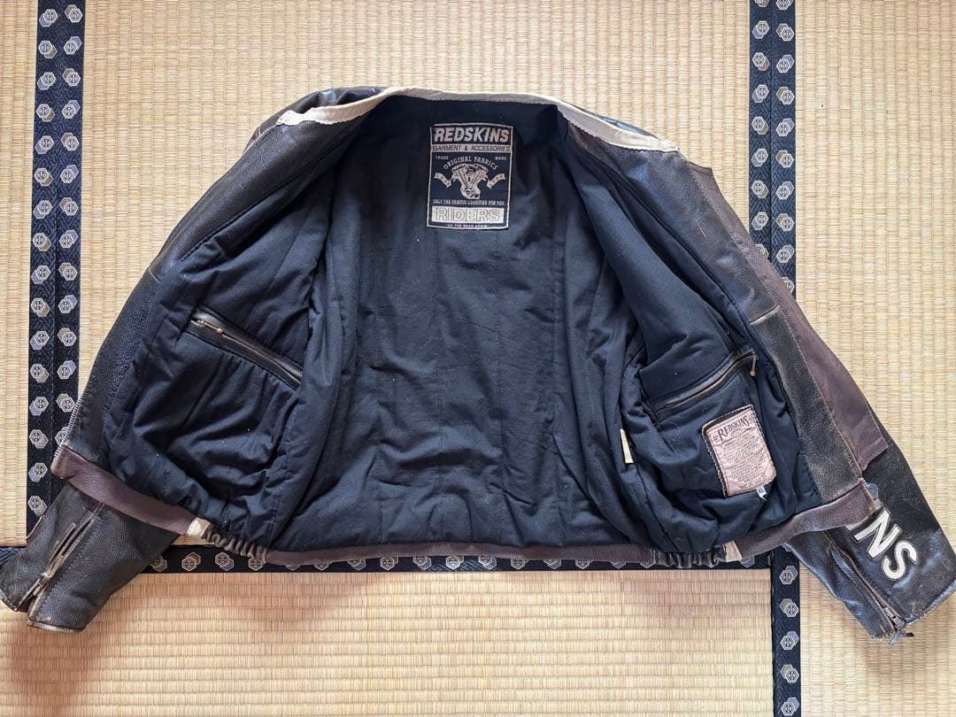80s 90s REDSKINS レーシング レザー ライダースジャケット