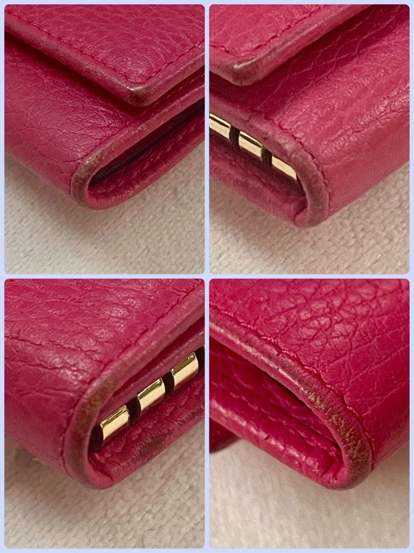 GUCCI GG マーモント　レザー 6連キーケース フューシャピンク系