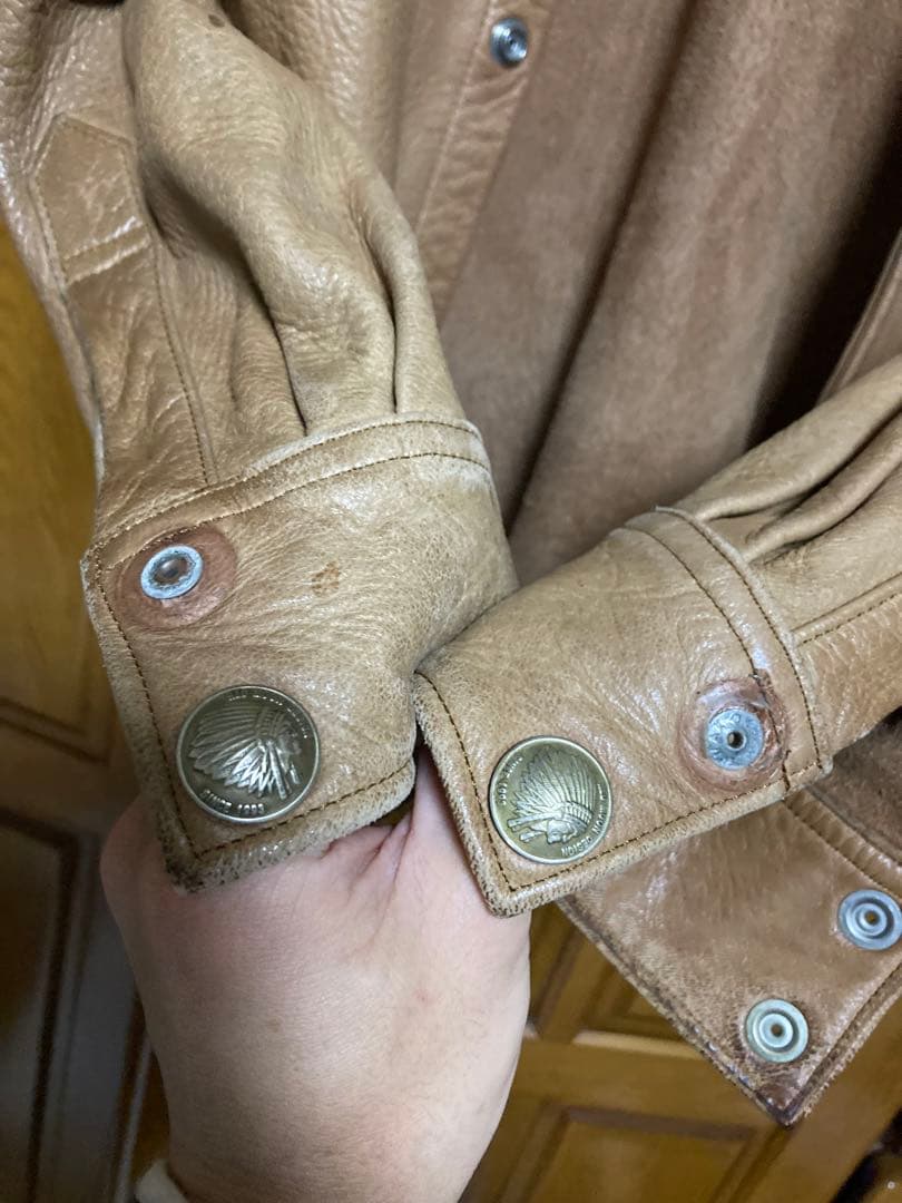 レッドムーン　レザーウエスタンシャツ