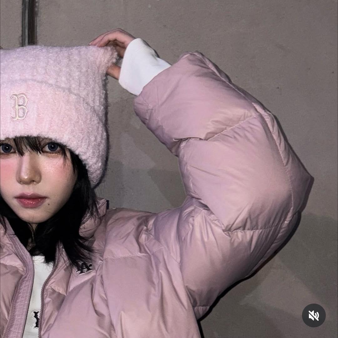 1点のみ‼ MLB Korea ピンク ビーニー 猫耳 韓国 カリナ着用 新品