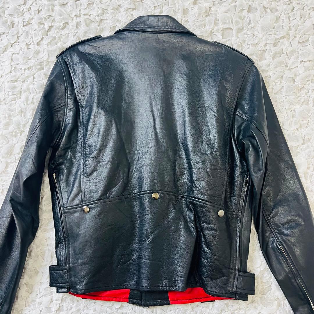 ビンテージ本革牛革ダブルライダースレザージャケット80s90s黒L希少レアy2k