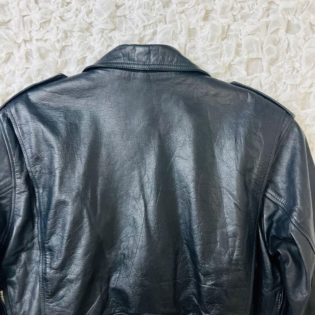 ビンテージ本革牛革ダブルライダースレザージャケット80s90s黒L希少レアy2k