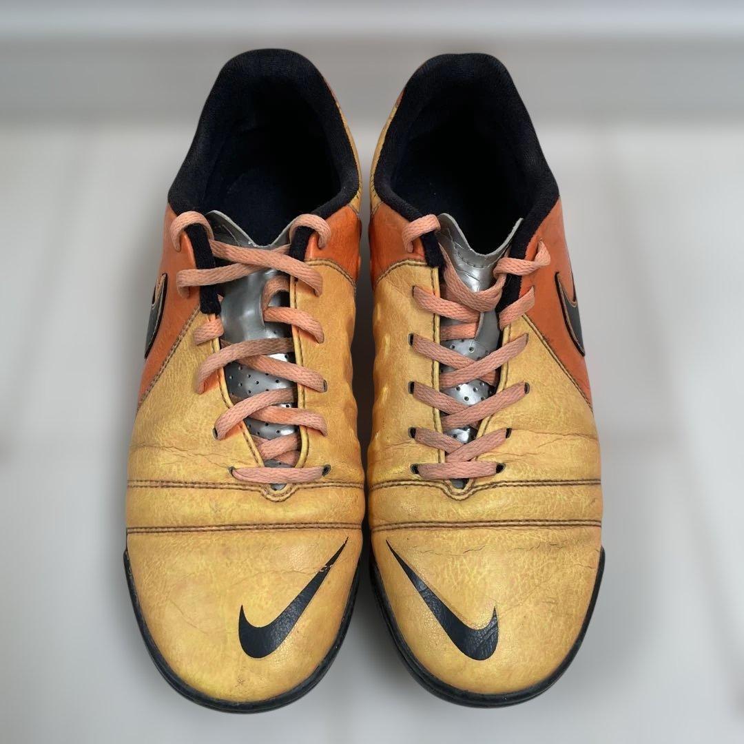 Nike 26cm サッカー トレシュー 本革　オレンジ/イエロー