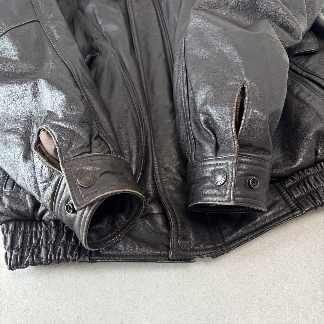 vintage leather jacket A-2 brown L 本革 短丈