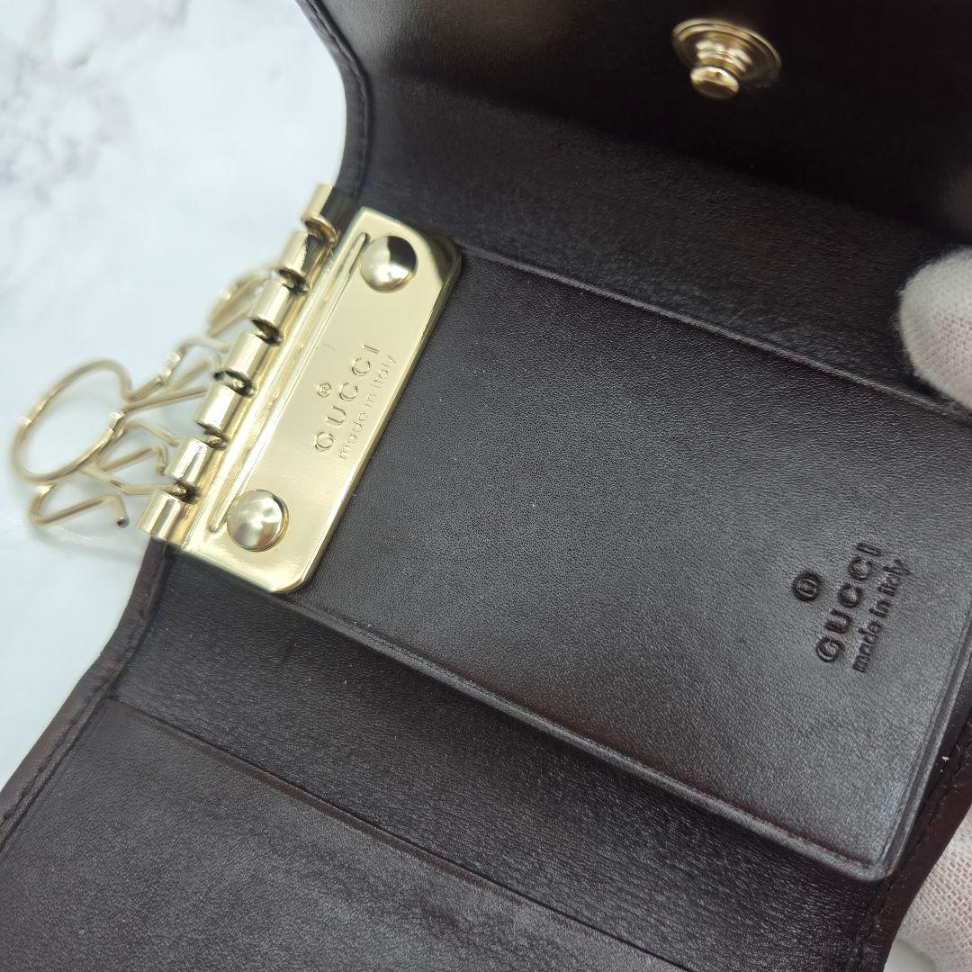【未使用】 GUCCI グッチ シマ キーケース 6連 GG レザー ブラウン