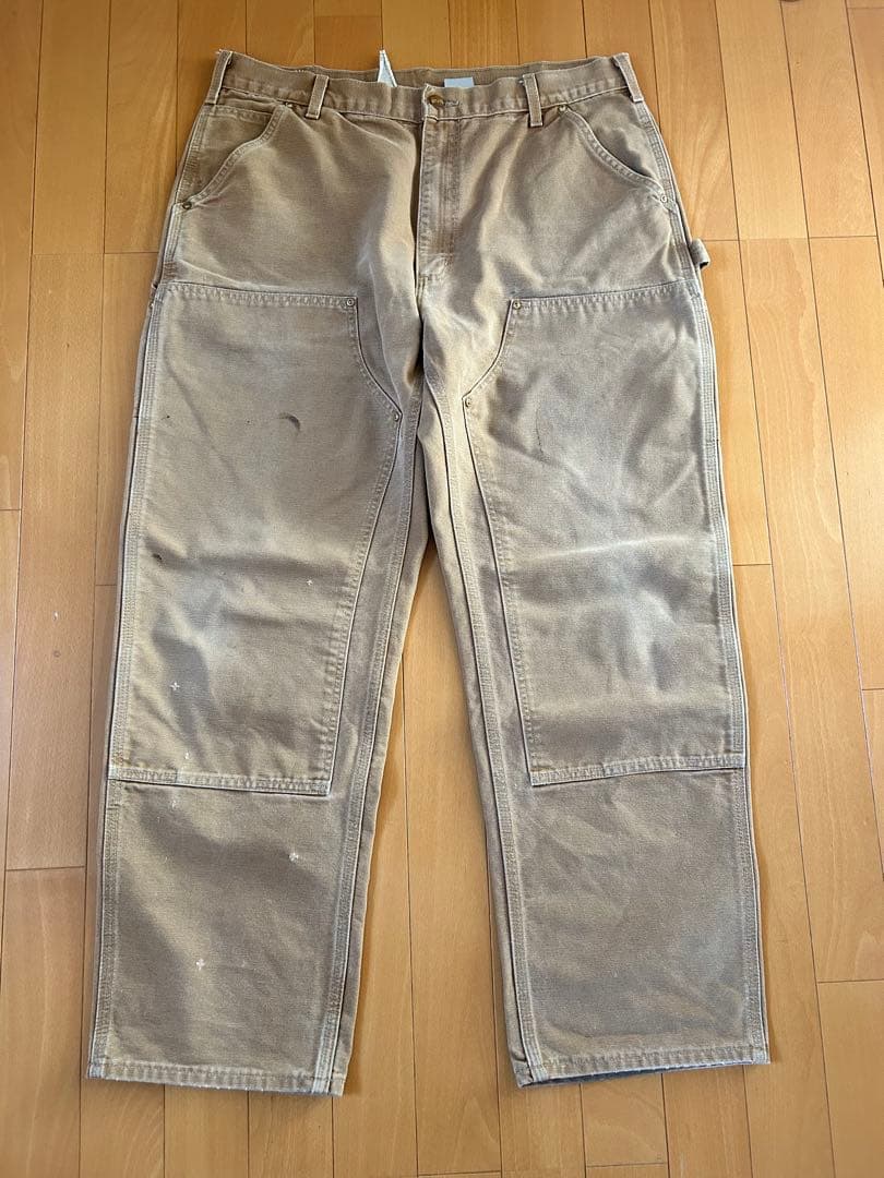 Carhartt ダブルニー　アメリカ製　ダック ベージュ　ブラウン