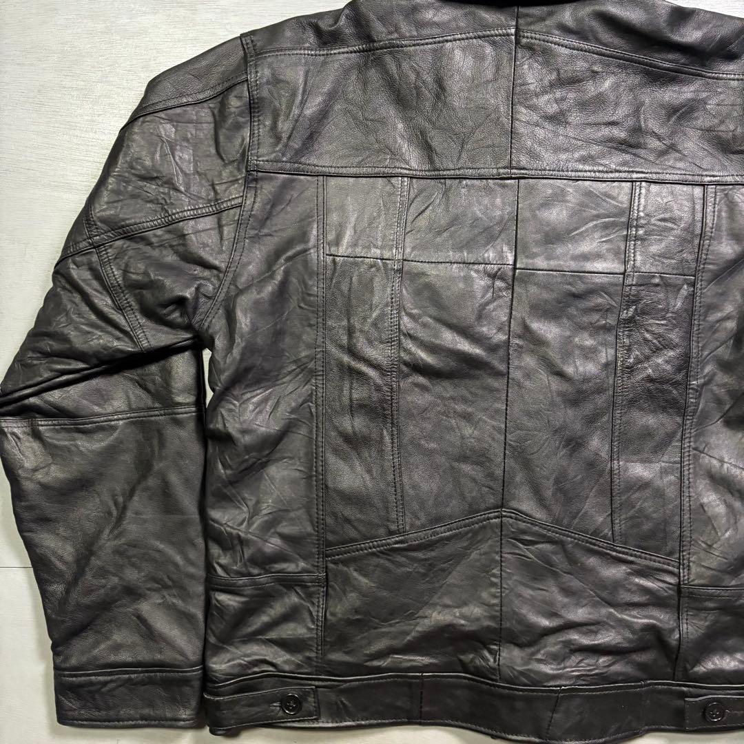 大きいサイズ✨レザートラッカージャケット　3rd 本革オールレザー　黒　XXL
